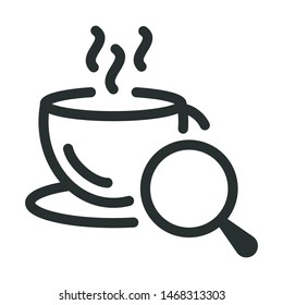 search coffeeshop - minimal line web icon. simple vector illustration. concept for infographic, website or app.