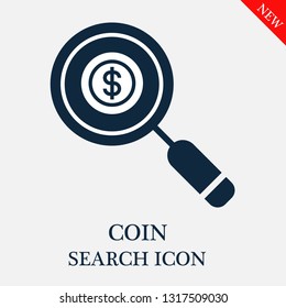 search Coin icon. Editable search Coin icon for web or mobile.