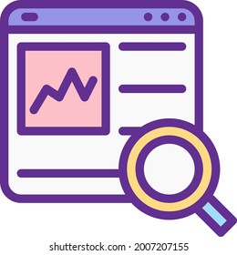 search color outline icon vector or logo design illustration ( marketing growth icon set )
