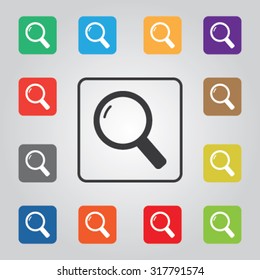 Search colored vector icon set for web and mobile