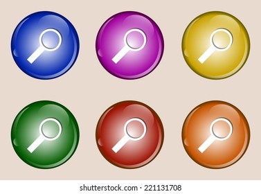 search colorful web icon set button vector