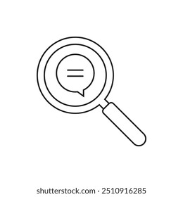 Comentario de Búsqueda, encontrar estilo de línea de icono de chat aislado sobre fondo blanco. Ilustración vectorial