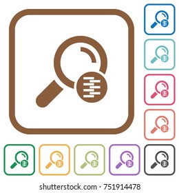 Search in compressed files simple icons in color rounded square frames on white background
