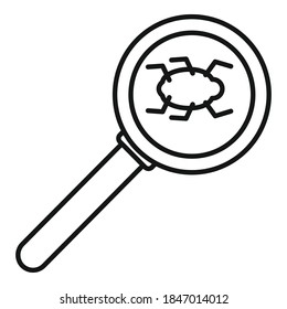 Search computer bug icon. Outline search computer bug vector icon for web design isolated on white background