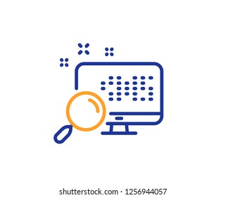 Search in computer line icon. Find data sign. Magnify glass. Colorful outline concept. Blue and orange thin line color Search icon. Vector