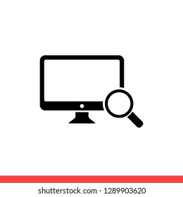 Search computer vector icon, desktop symbol. Simple, flat design for web or mobile app