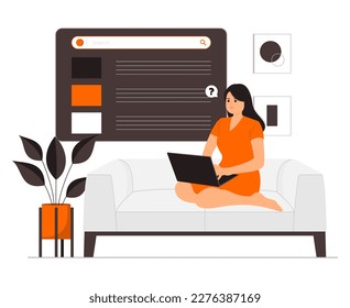Ilustración de concepto de búsqueda, ilustración de navegador de Internet