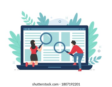 Search concept for landing page with people illustration