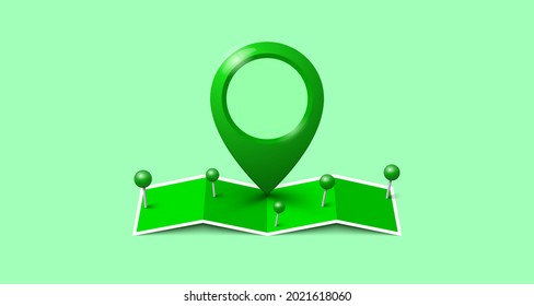 Concepto de búsqueda, marca de localizador con el pin de ubicación de conjunto del mapa - vector de stock