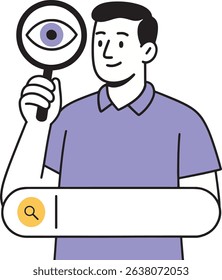 Search Concept Vector Illustration with Man and Magnifying Glass.