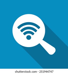 Search connection flat icon with long shadow