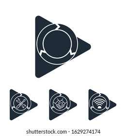 Search and connection of the service. Set of vector badges isolated on white background.