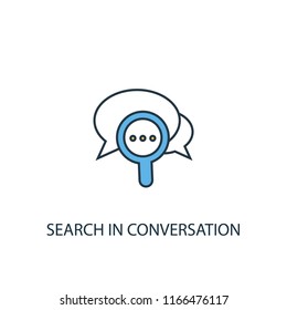 search in conversation concept 2 colored line icon. Simple yellow and blue element illustration. search in conversation concept outline symbol design from Message set
