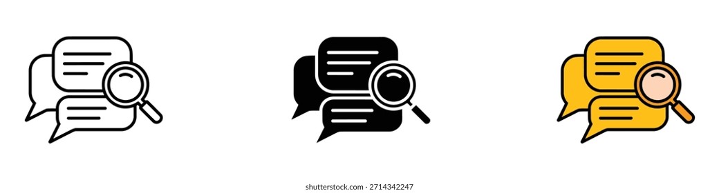 Búsqueda Icono de conversación Vector. mejorar la comunicación y descubrir conexiones ocultas símbolo. Ilustración vectorial.