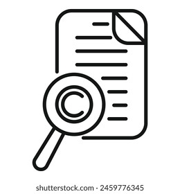 Search copyright document icon outline vector. Online agreement protection. Sign rule