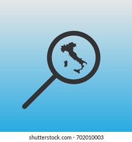 Search for countries on the map. Italy in the foreshortening.