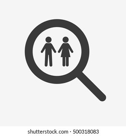 Search couple icon. Flat vector stock illustration. Isolated on white