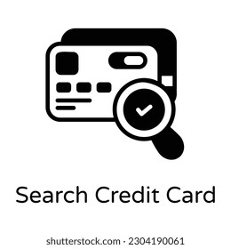 Buscar tarjeta de crédito un icono de estilo sólido moderno, vector editable 