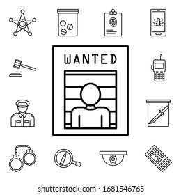 Search for a criminal icon. Detailed set of crime investigation icons. Premium quality graphic design. One of the collection icons for websites, web design, mobile app