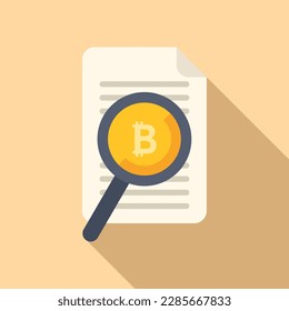 Search cryptocurrency icon flat vector. Bitcoin money. Crypto business