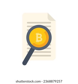 Search cryptocurrency icon flat vector. Bitcoin money. Crypto business isolated