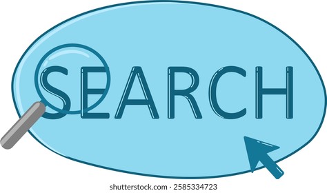 Search cursor and magnifying glass - Flat Vector Illustration.