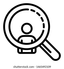 Search customers icon. Outline search customers vector icon for web design isolated on white background