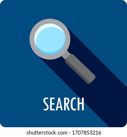 SEARCH dark blue square vector button with magnifying glass symbol