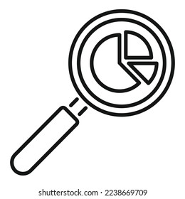 Vector de contorno del icono de gráfico de datos de búsqueda. Mercado de archivos. Página de finanzas