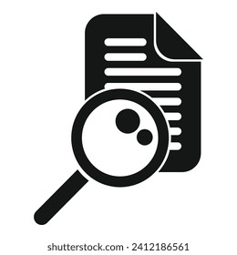 Buscar el icono del documento de datos vector simple. Página principal de información. Filtración de datos