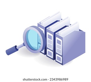 Search data in files isometric illustration