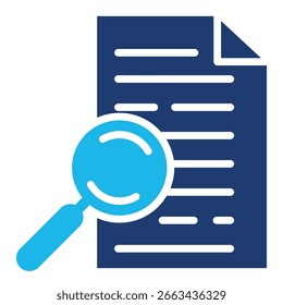 Suchdaten-Symbol in blauem monochromen Flachdesign, Vektorgrafik