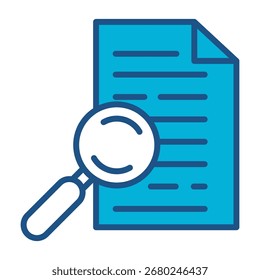 Ícone De Dados De Pesquisa Em Design Plano Monocromático Azul, Ilustração De Vetor