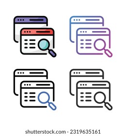 Diseño de iconos de datos de búsqueda en cuatro colores de variación