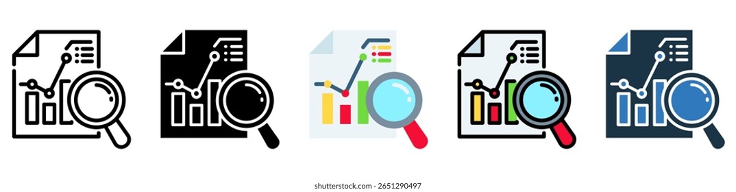 Search Data Icon Multiple Style Vector Illustration