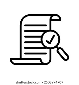 Diseño de Vector de línea de icono de verificación de calidad de datos en estilo de moda