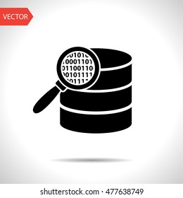 Search database flat icon. magnifier and data vector illustration