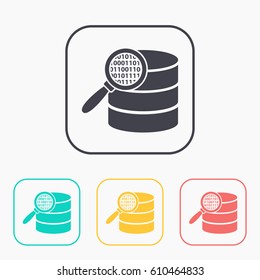 Search database flat icon. magnifier and data vector illustration