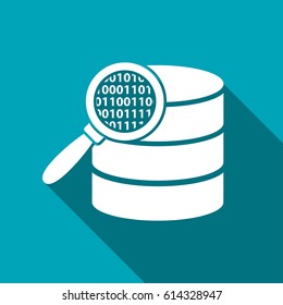 Search database flat icon. magnifier and data vector illustration