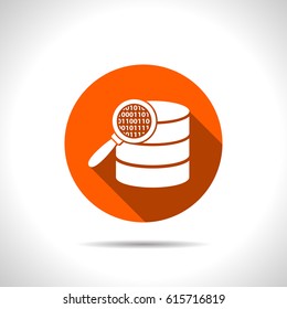 Search database flat icon. magnifier and data vector illustration