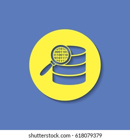 Search database flat icon. magnifier and data vector illustration