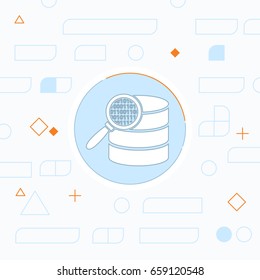 Search database flat icon. magnifier and data vector illustration