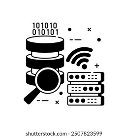 Search Database Glyph Icon, Vector illustration