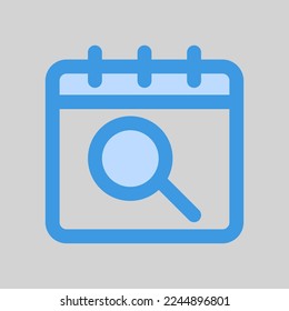 Icono de fecha de búsqueda en azul, uso para presentación de aplicación móvil del sitio web