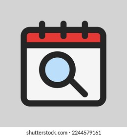 Search date icon in filled line style, use for website mobile app presentation