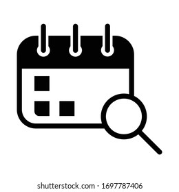 Icono de fecha de búsqueda diseño de vector de glifo