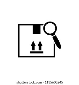 Search Delivery Service. Flat Vector Icon illustration. Simple black symbol on white background. Search Delivery Service sign design template for web and mobile UI element