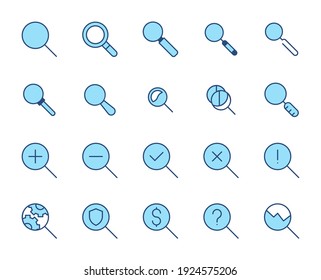 Search design icons set. Thin line vector icons for mobile concepts and web apps. Premium quality icons in trendy flat style. Collection of high-quality color outline logo