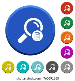 Search details round color beveled buttons with smooth surfaces and flat white icons