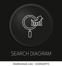 Search diagram minimal vector line icon on 3D button isolated on black background. Premium Vector.
